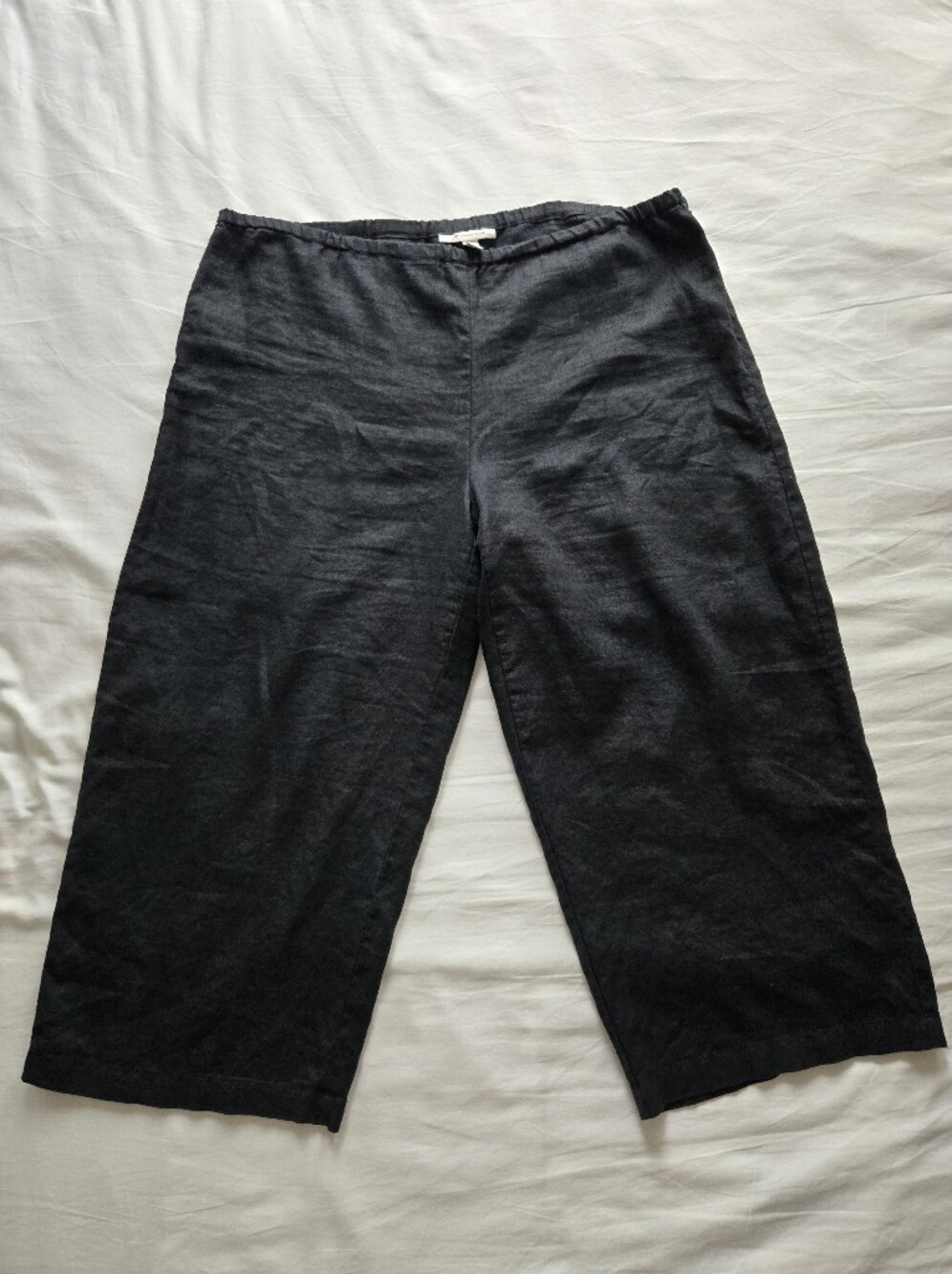JM Collection 100% Linen Cropped Capri Pants Size 16 Black